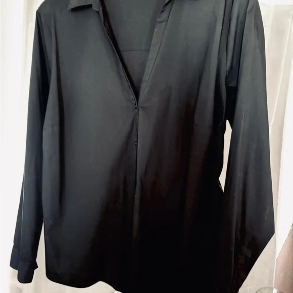 Modern Classic H&M Black N-Neck Stretch Button Down Career Shirt XXL (2X, XXL) - Picture 4 of 11